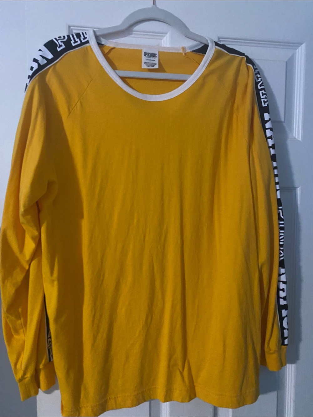 PINK Victoria's Secret Yellow Long Sleeve with White Trim